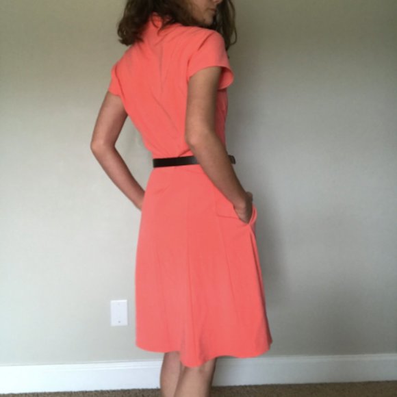cap sleeve button down fit and flare dress - Picture 2 of 7